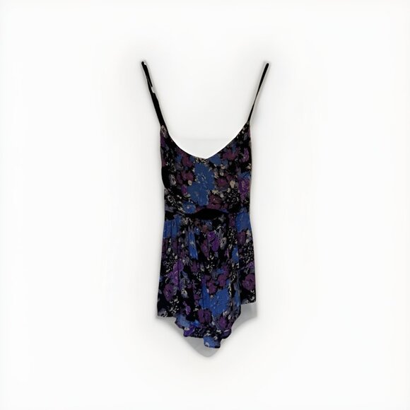 Free People Womens Top M Purple Boho Some Like‎ It Hot Floral Cut Out Strappy - Picture 12 of 14